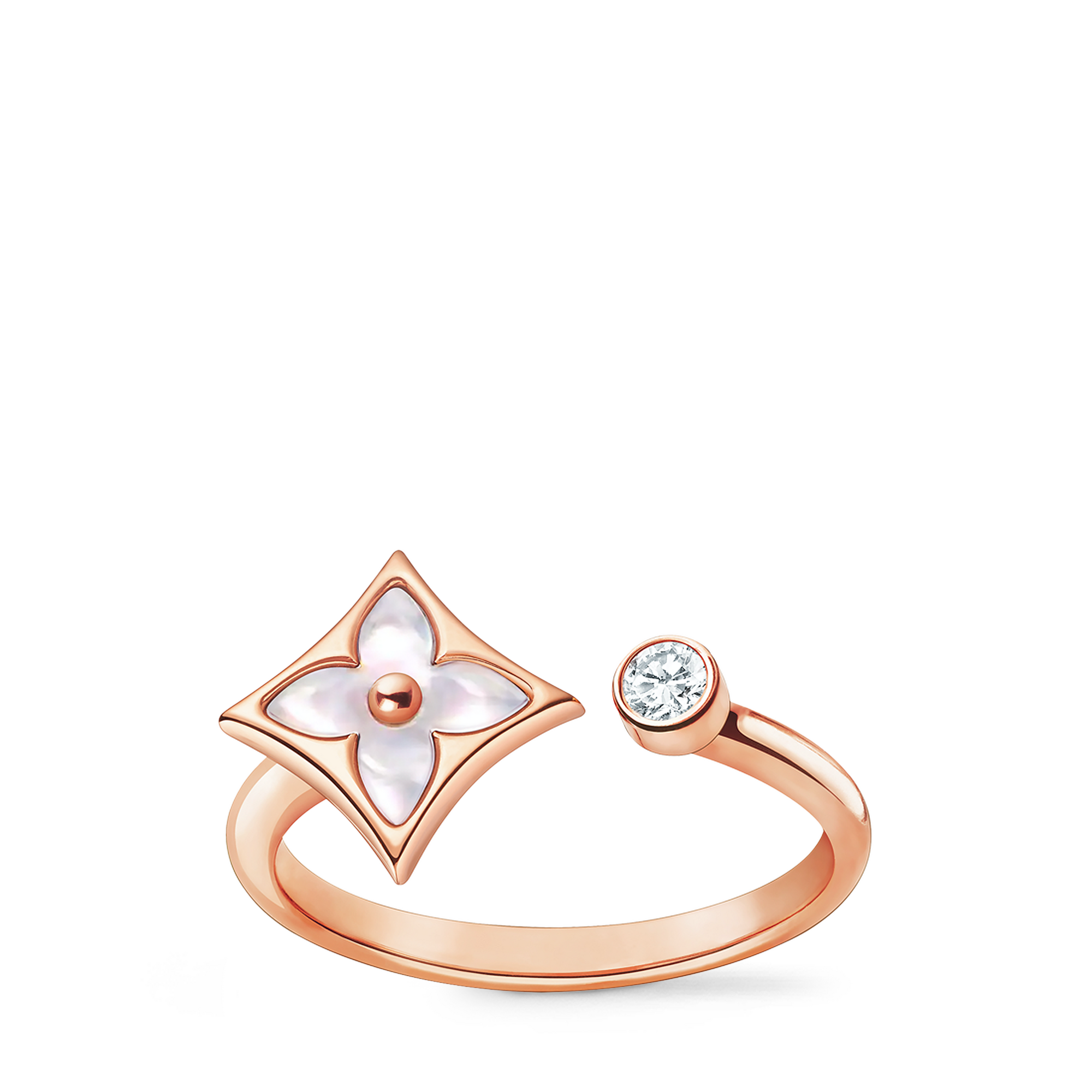  Categorías Toda la joyería fina Anillo Color Blossom Mini Star de oro rosa, nácar blanco y diamante | Louis Vuitton ® (Ampliar producto)