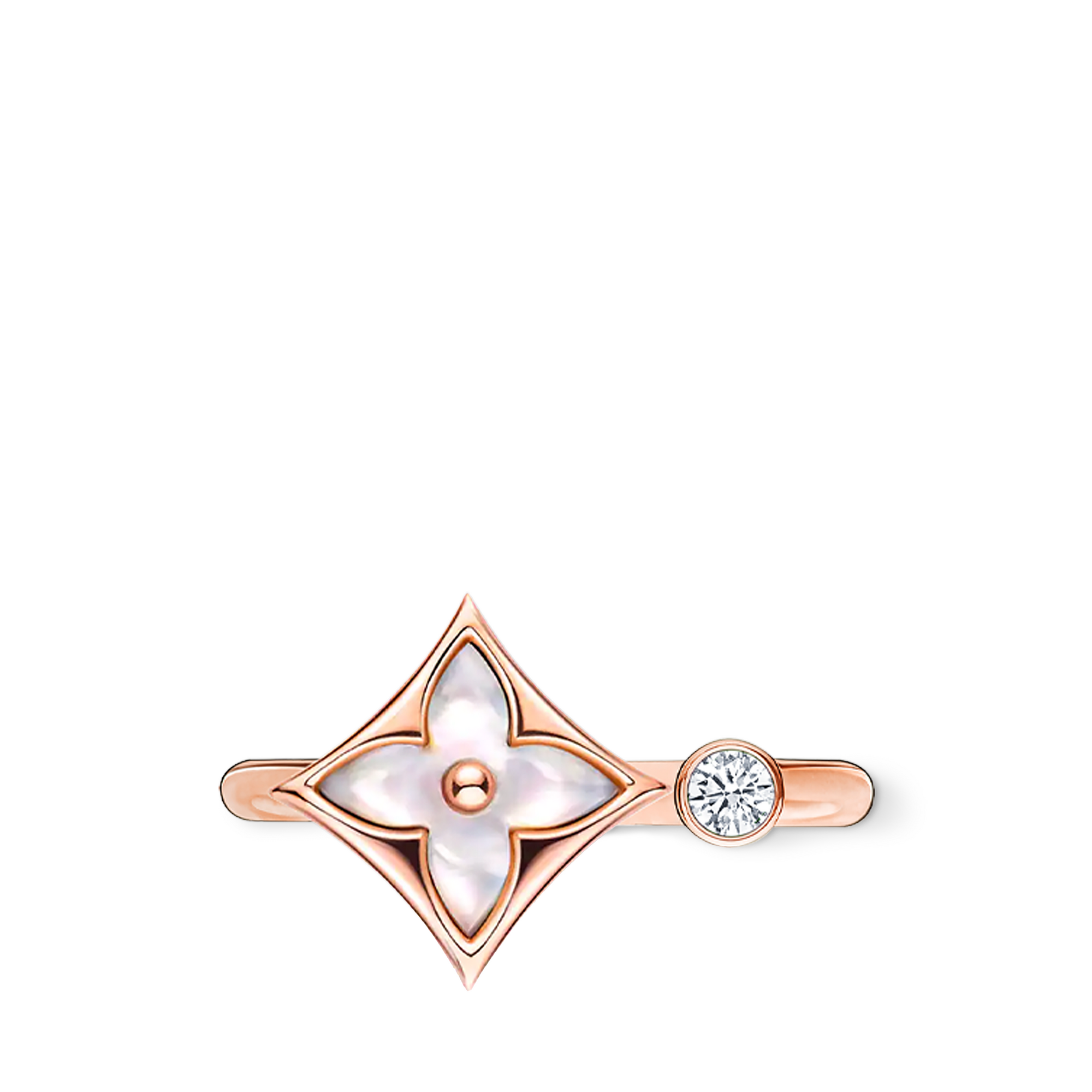  Categorías Toda la joyería fina Anillo Color Blossom Mini Star de oro rosa, nácar blanco y diamante | Louis Vuitton ® (Ampliar producto)