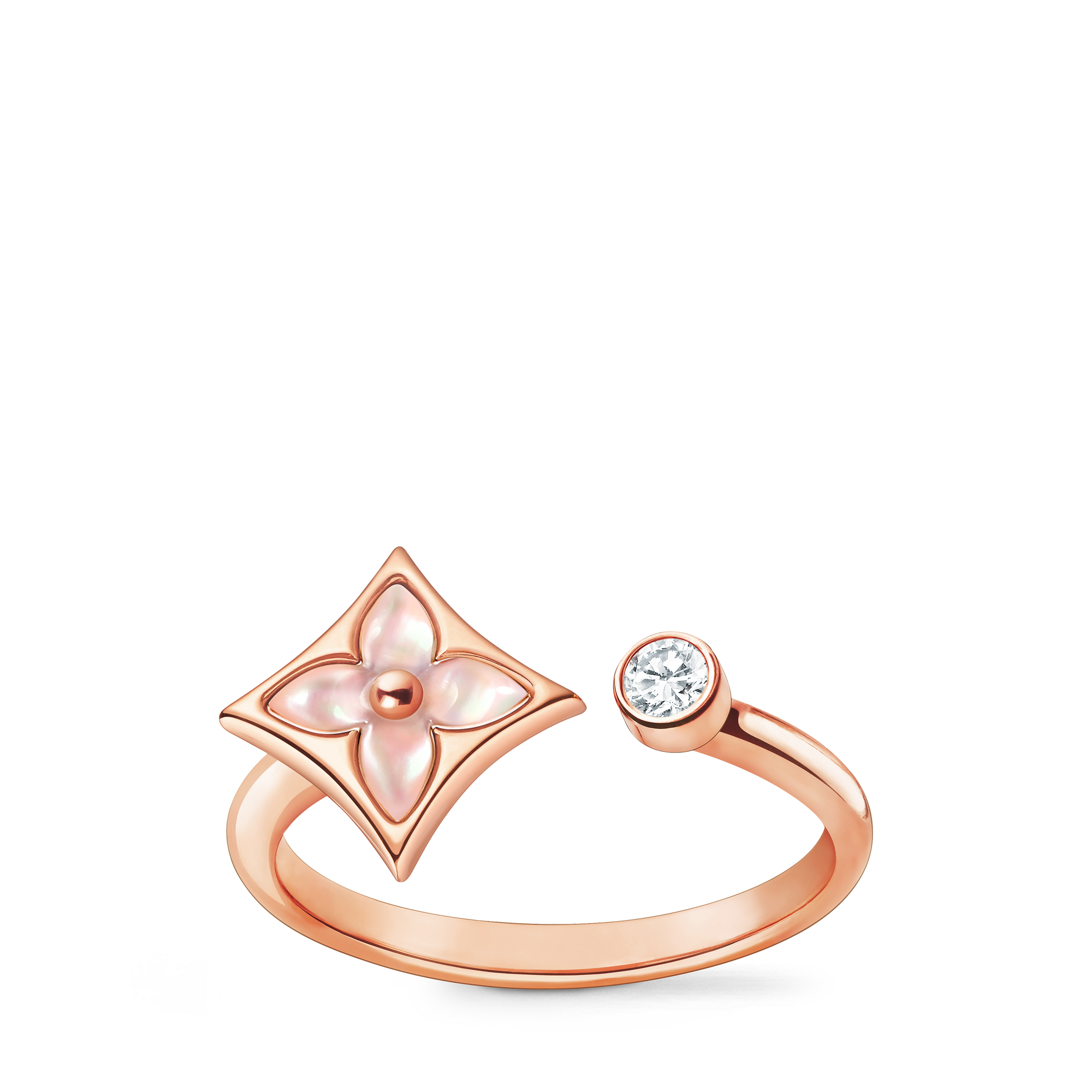  Categorías Toda la joyería fina Anillo Color Blossom Mini Star de oro rosa, nácar rosa y diamante | Louis Vuitton ® (Ampliar producto)