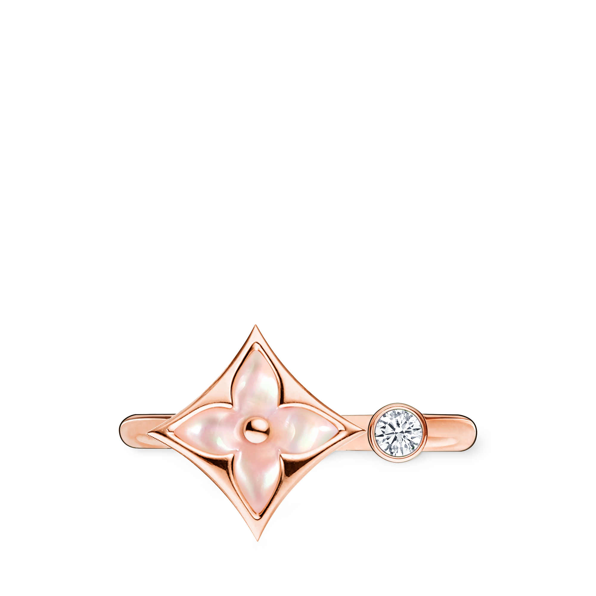  Categorías Toda la joyería fina Anillo Color Blossom Mini Star de oro rosa, nácar rosa y diamante | Louis Vuitton ® (Ampliar producto)