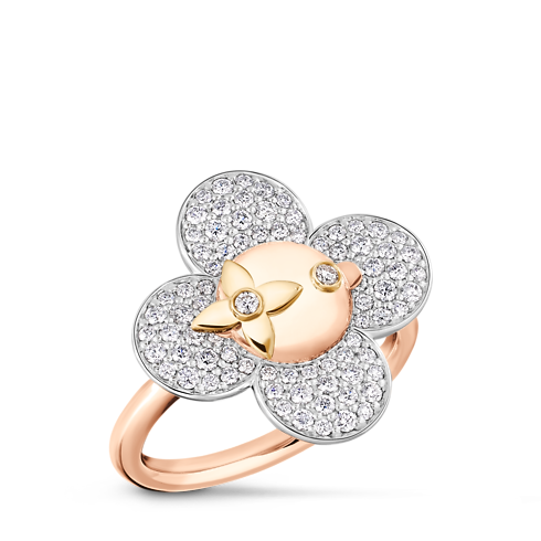 Anillo Vivienne de tres tipos de oro y diamantes vista lateral