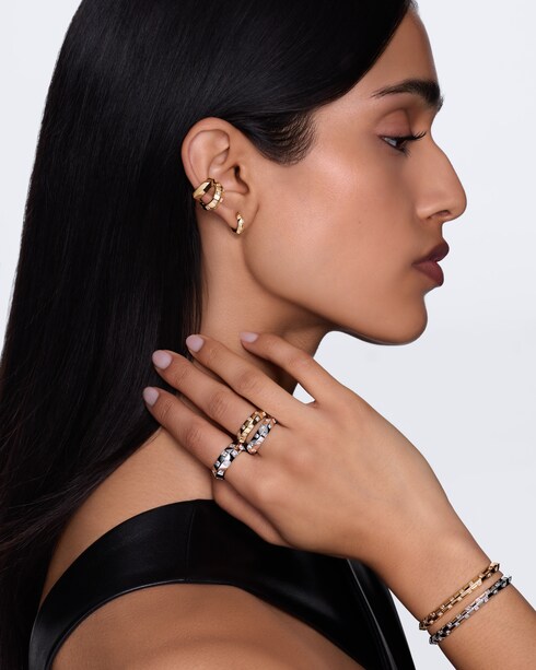 Categories Earrings Le Damier de Louis Vuitton Double Earcuff, Yellow Gold and Diamonds | Louis Vuitton ®