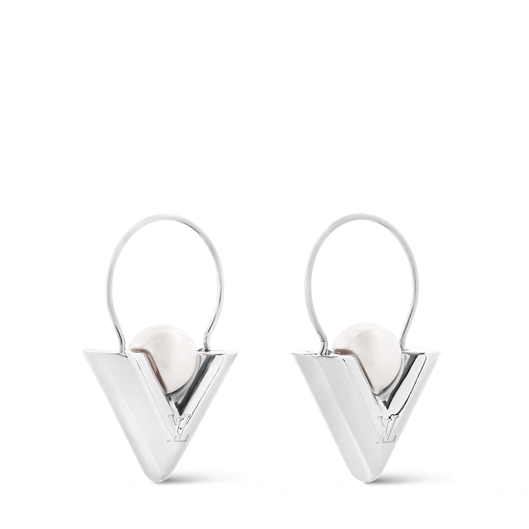 S00 Bisutería Toda la Bisutería Aretes V For Vuitton en metal y perla | Louis Vuitton ® (Ampliar producto)