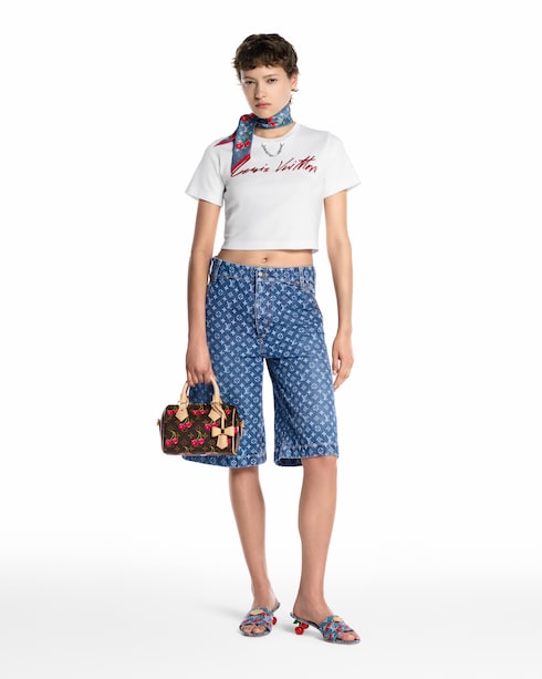 S00 Accessoires Carrés de Soie et Bandeaux LV x TM - Bandeau Denim Cerise | Louis Vuitton ®