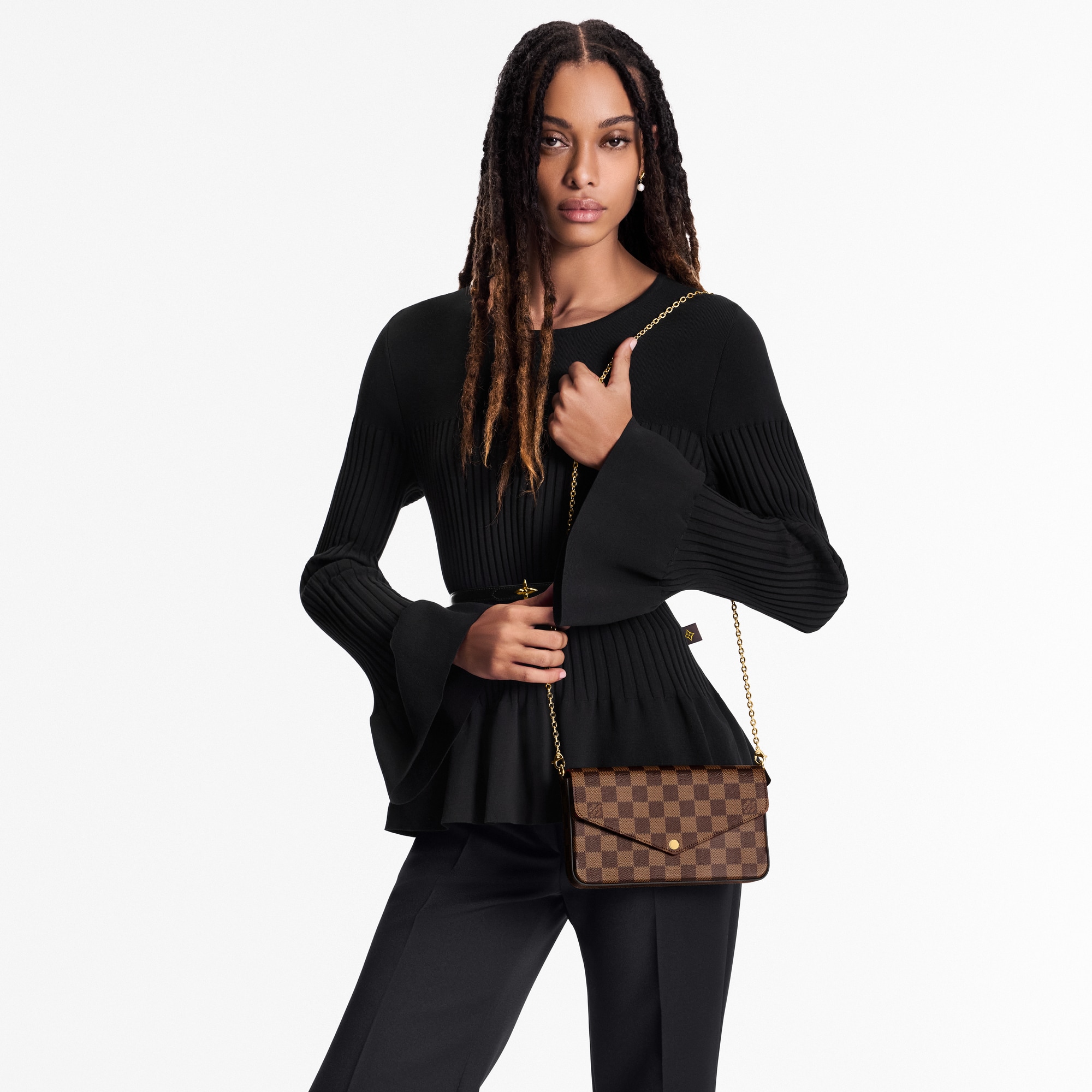 Damier Ebene Canvas Carteras y artículos de piel pequeños Carteras con cadena y Micro Bolsas Bolsa Félicie Pochette | Louis Vuitton ® (Ampliar producto)
