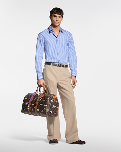 For Men New This Season Bead-Embroidered Long-Sleeved Striped Shirt | Louis Vuitton ®