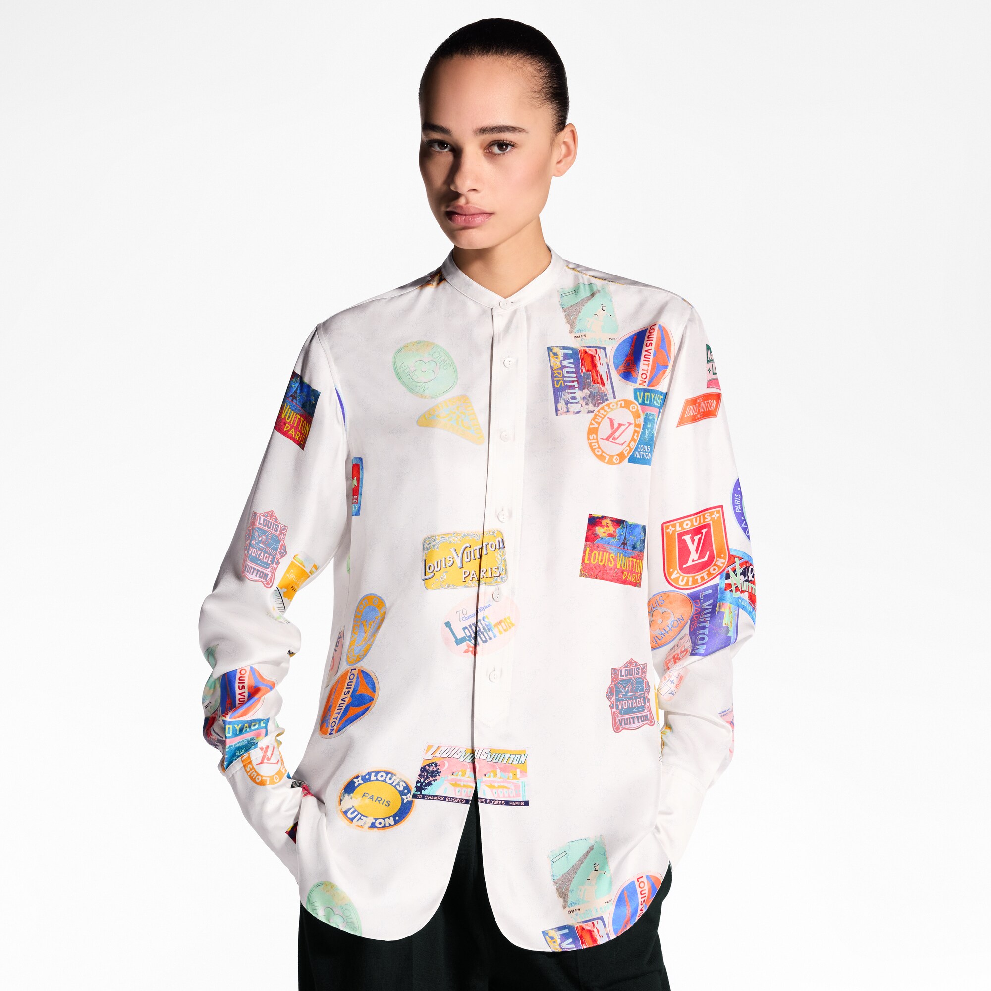  Ready to Wear Tops Camisa de seda con parche Mahina | Louis Vuitton ® (Ampliar producto)