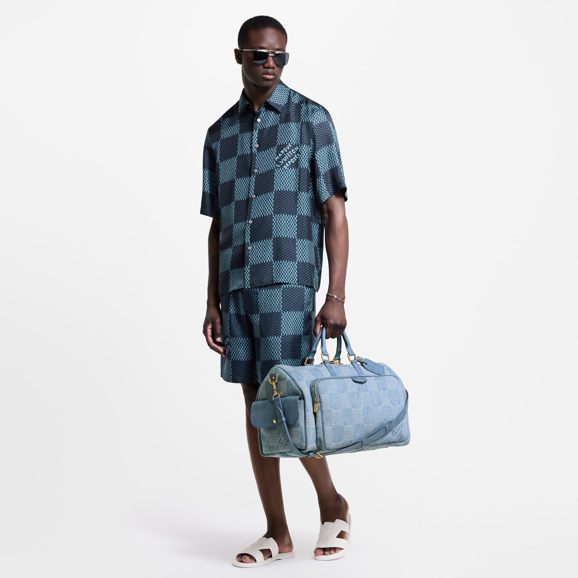  Ready to Wear Camisas Camisa de seda de manga corta Damier | Louis Vuitton ® (Ampliar producto)