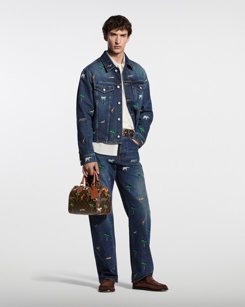 Ready to Wear Cazadoras y abrigos Camisa denim de manga larga con motivo LV x Darjeeling Limited bordado | Louis Vuitton ®