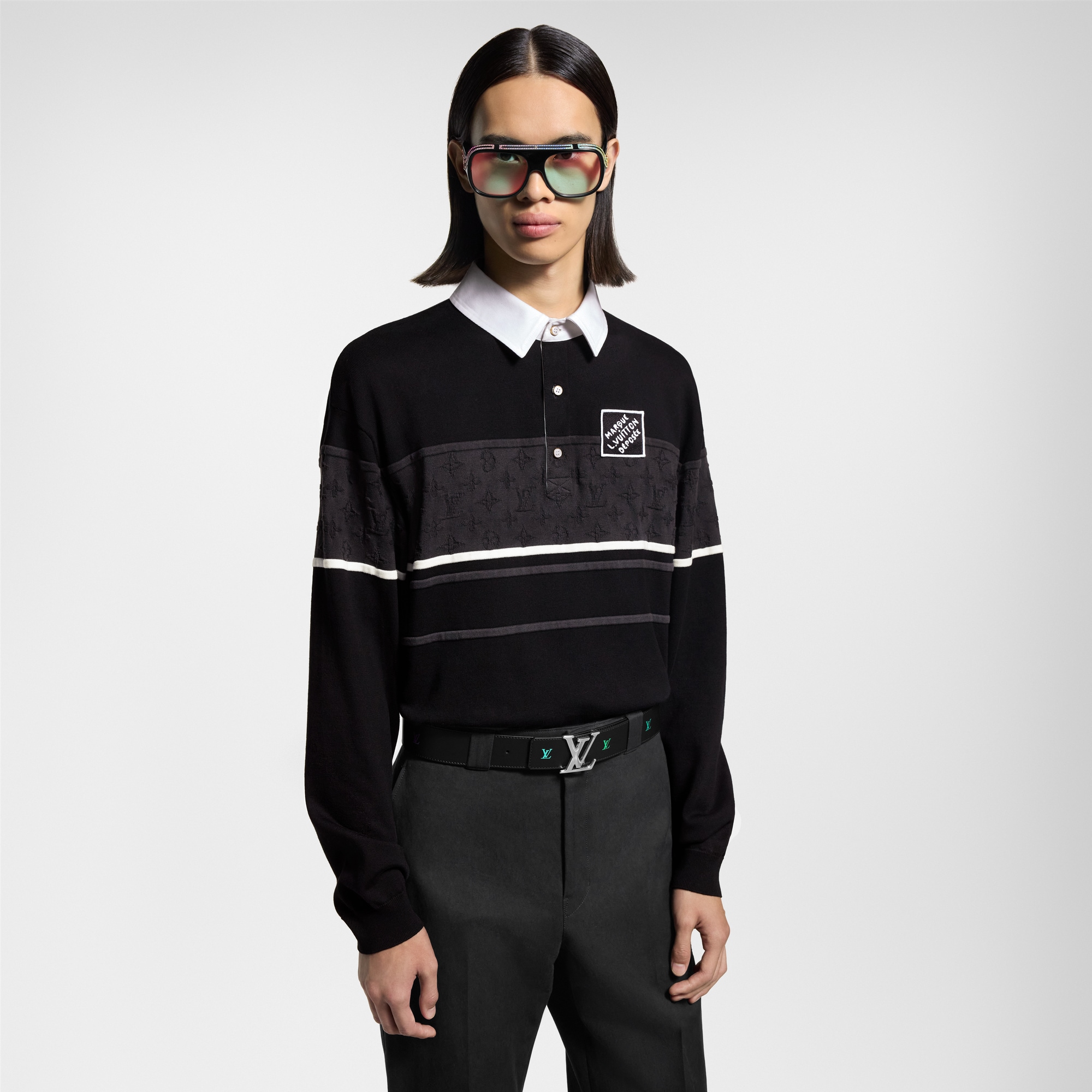  Ready to Wear Camisas Camisa tipo polo de manga larga en Jacquard Monograma | Louis Vuitton ® (Ampliar producto)