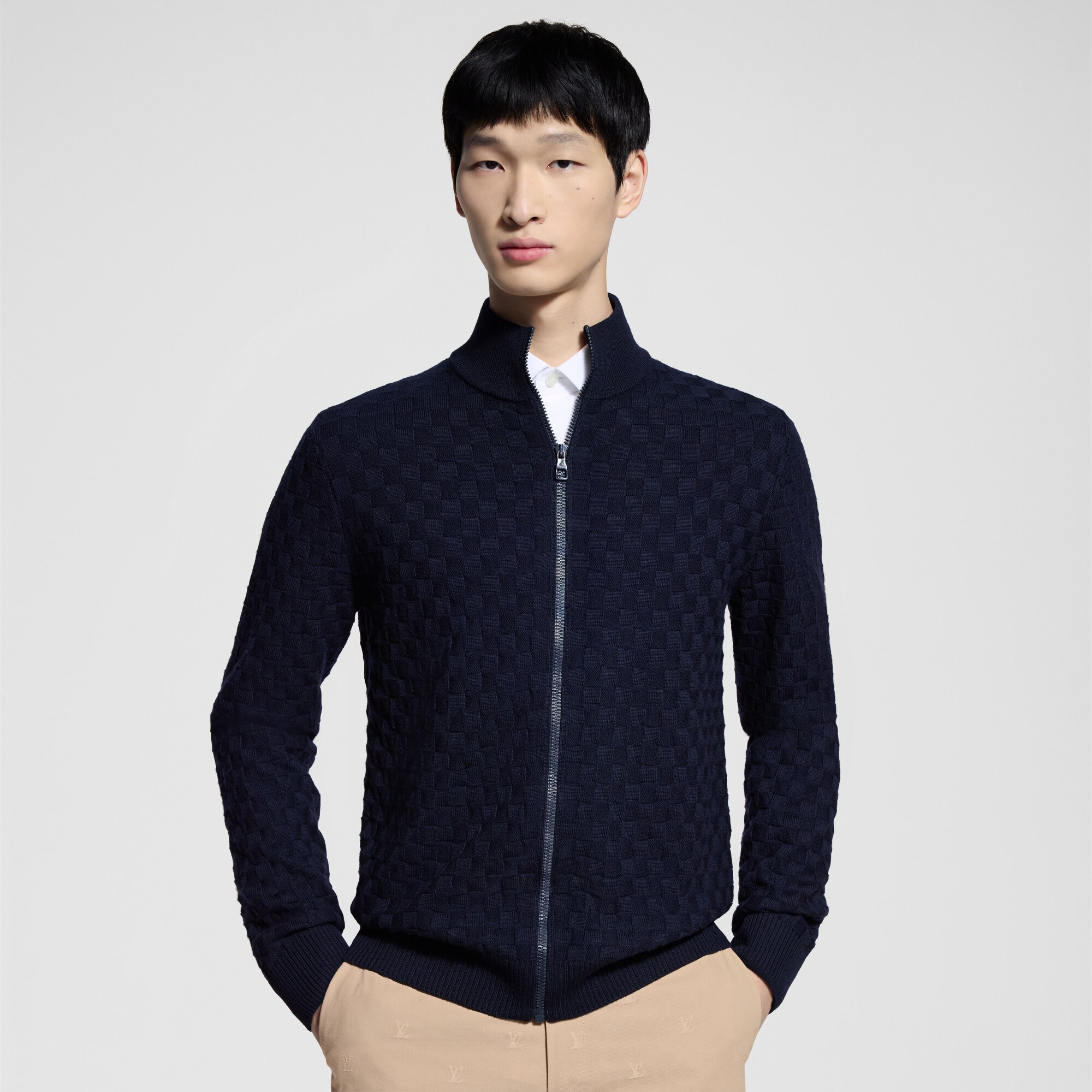  Ready to Wear Prendas tejidas y sudaderas Chamarra Damier con cremallera | Louis Vuitton ® (Ampliar producto)