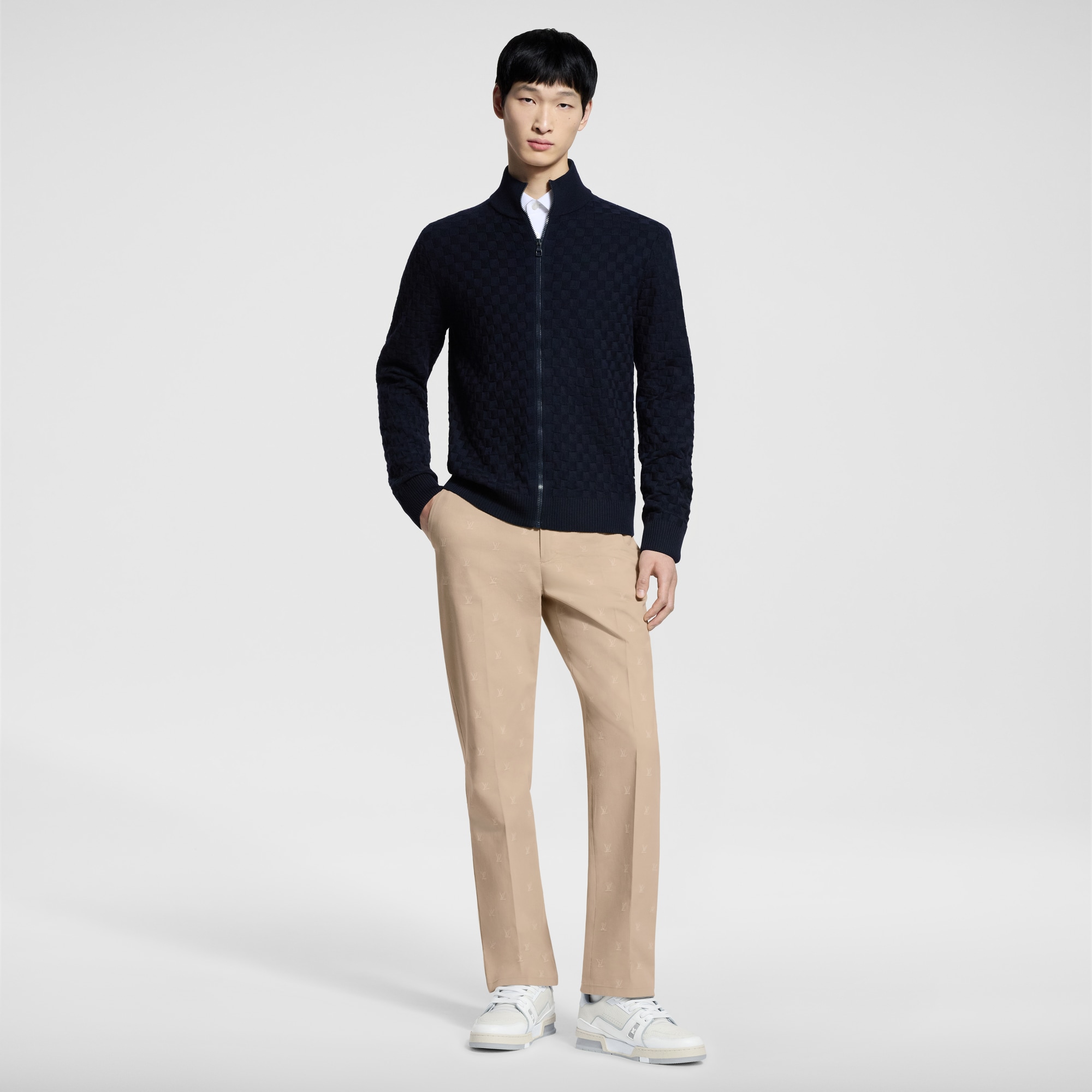  Ready to Wear Prendas tejidas y sudaderas Chamarra Damier con cremallera | Louis Vuitton ® (Ampliar producto)