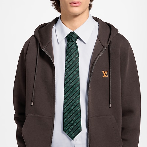 Corbata Monograma Varsity vista usada recortada