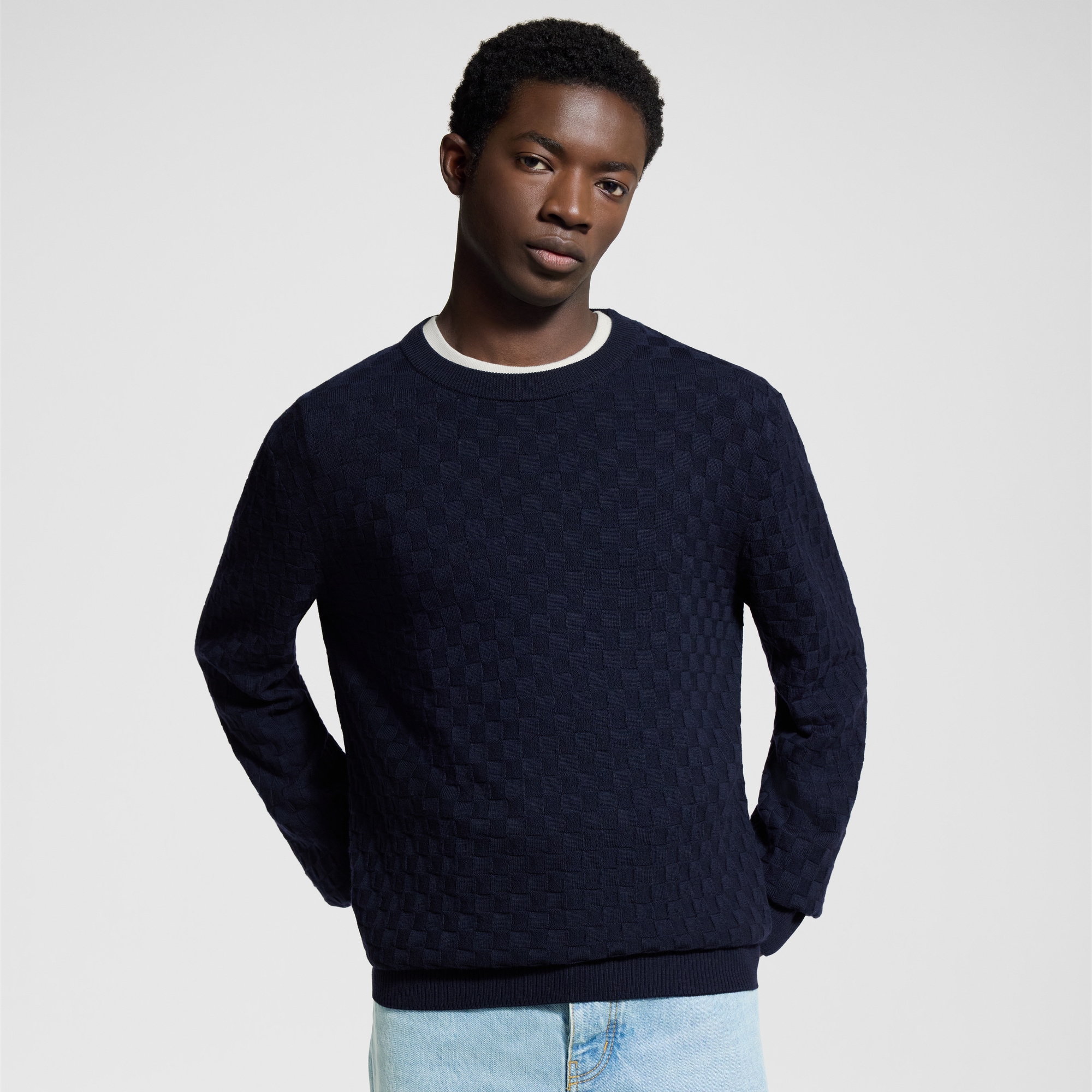  Ready to Wear Prendas tejidas y sudaderas Jersey Damier de cuello redondo | Louis Vuitton ® (Ampliar producto)