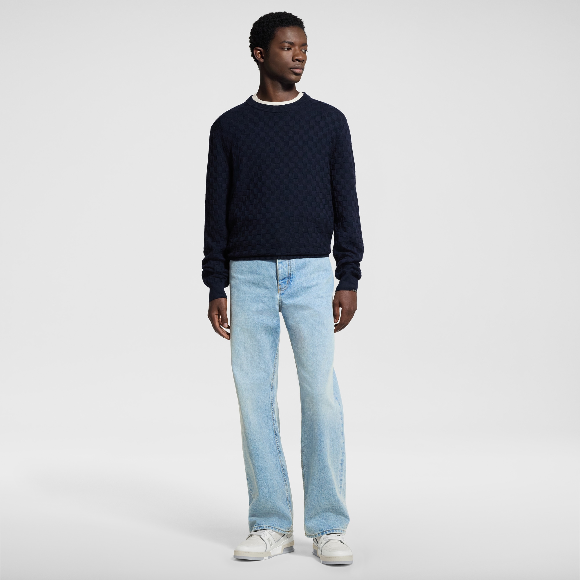  Ready to Wear Prendas tejidas y sudaderas Jersey Damier de cuello redondo | Louis Vuitton ® (Ampliar producto)