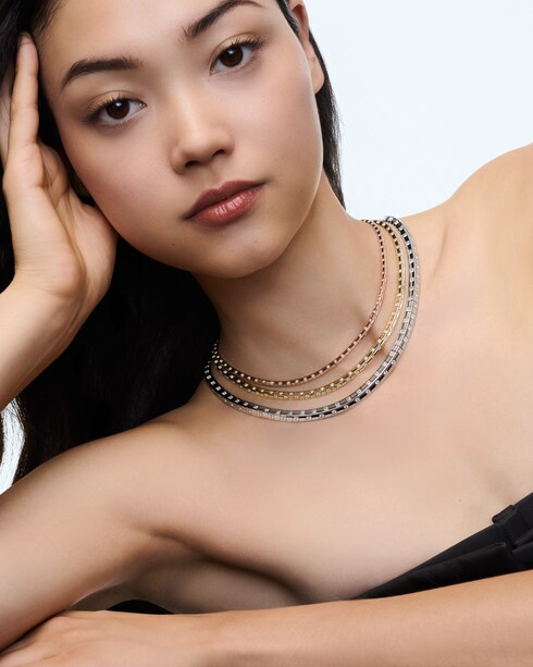 Catégories Colliers et Pendentifs Collier large Le Damier de Louis Vuitton, or blanc et diamants | Louis Vuitton ®