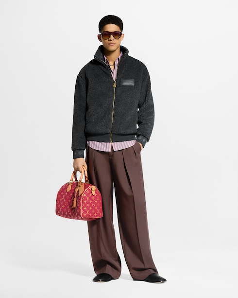 Para Ele Lançamentos Jaqueta de Fleece com Patch de Couro | Louis Vuitton ®