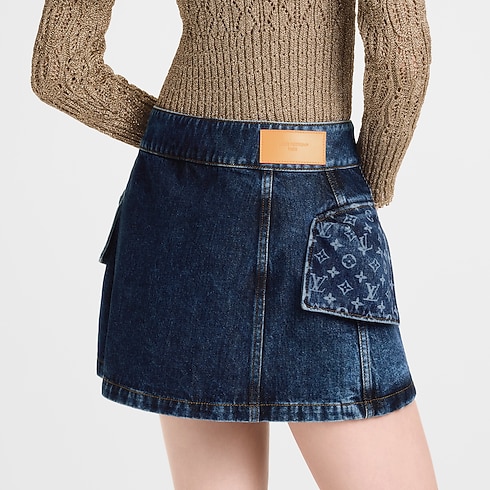 Ready to Wear Faldas y shorts Minifalda en tejido denim sin tratar con detalles Monograma | Louis Vuitton ® (Ampliar producto)