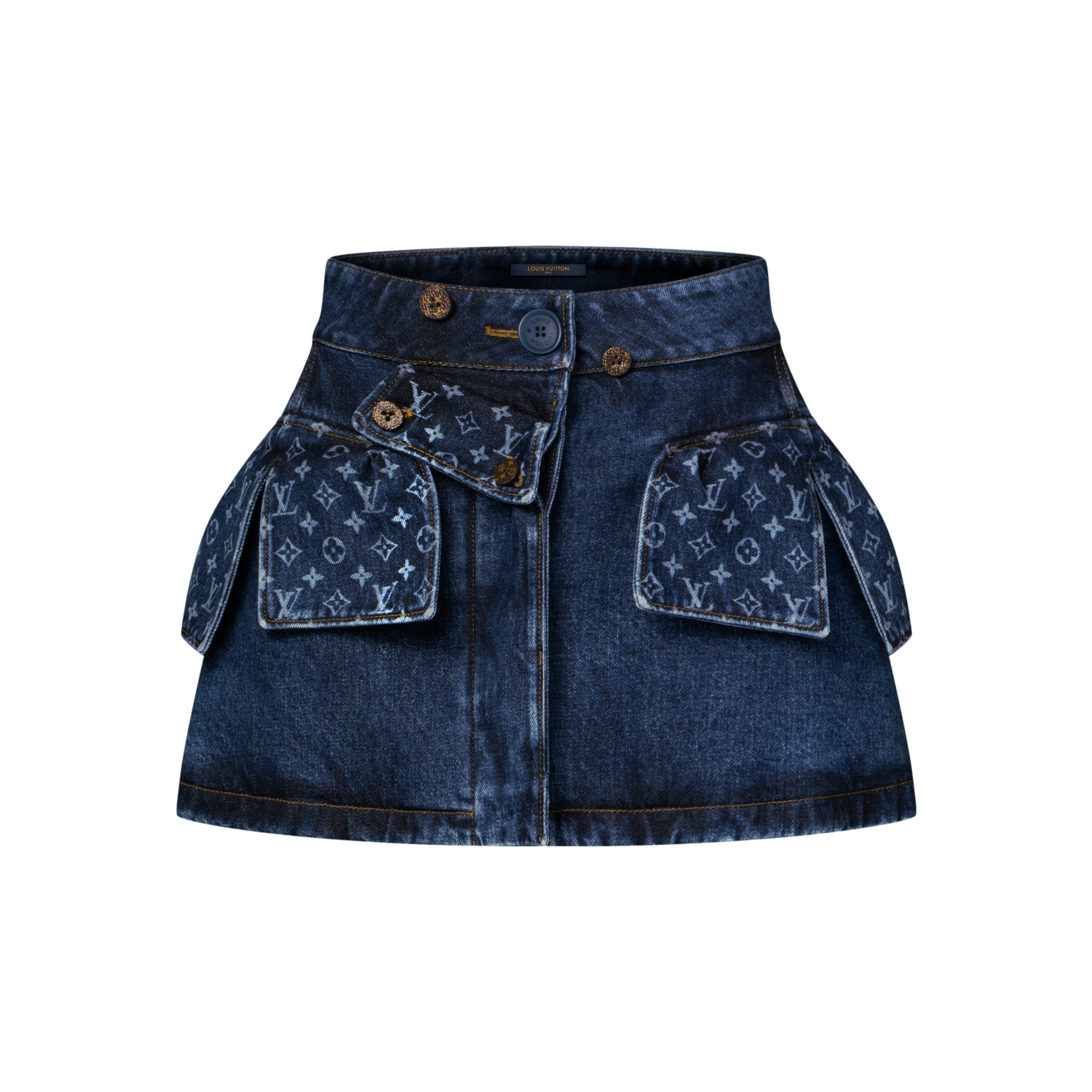 Ready to Wear Faldas y shorts Minifalda en tejido denim sin tratar con detalles Monograma | Louis Vuitton ® (Ampliar producto)
