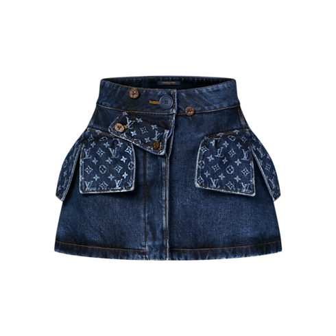 Ready to Wear Faldas y shorts Minifalda en tejido denim sin tratar con detalles Monograma | Louis Vuitton ® (Ampliar producto)