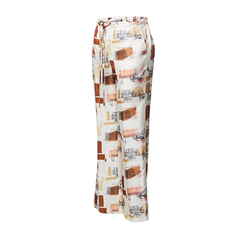 Pantalón tipo pijama con estampado de baúles vista lateral