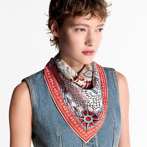 S00 Accesorios Pañuelos de seda y bandanas Pañuelo LV Ocean Treasure Map 70 | Louis Vuitton ® (Ampliar producto)