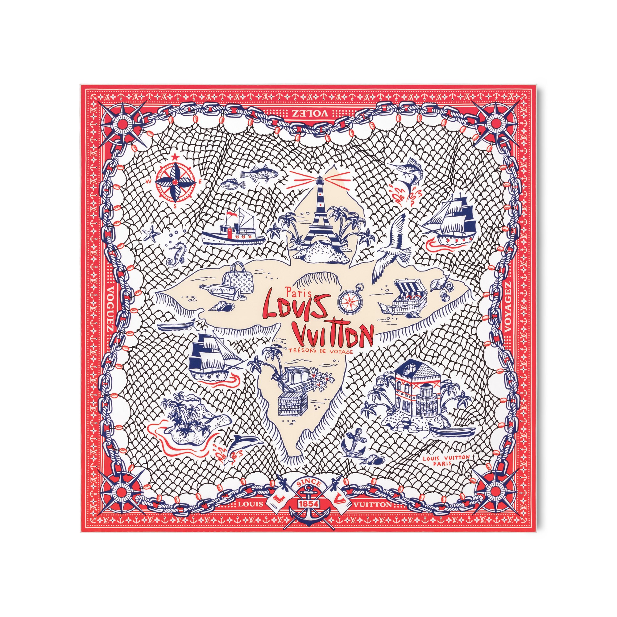 S00 Accesorios Pañuelos de seda y bandanas Pañuelo LV Ocean Treasure Map 70 | Louis Vuitton ® (Ampliar producto)