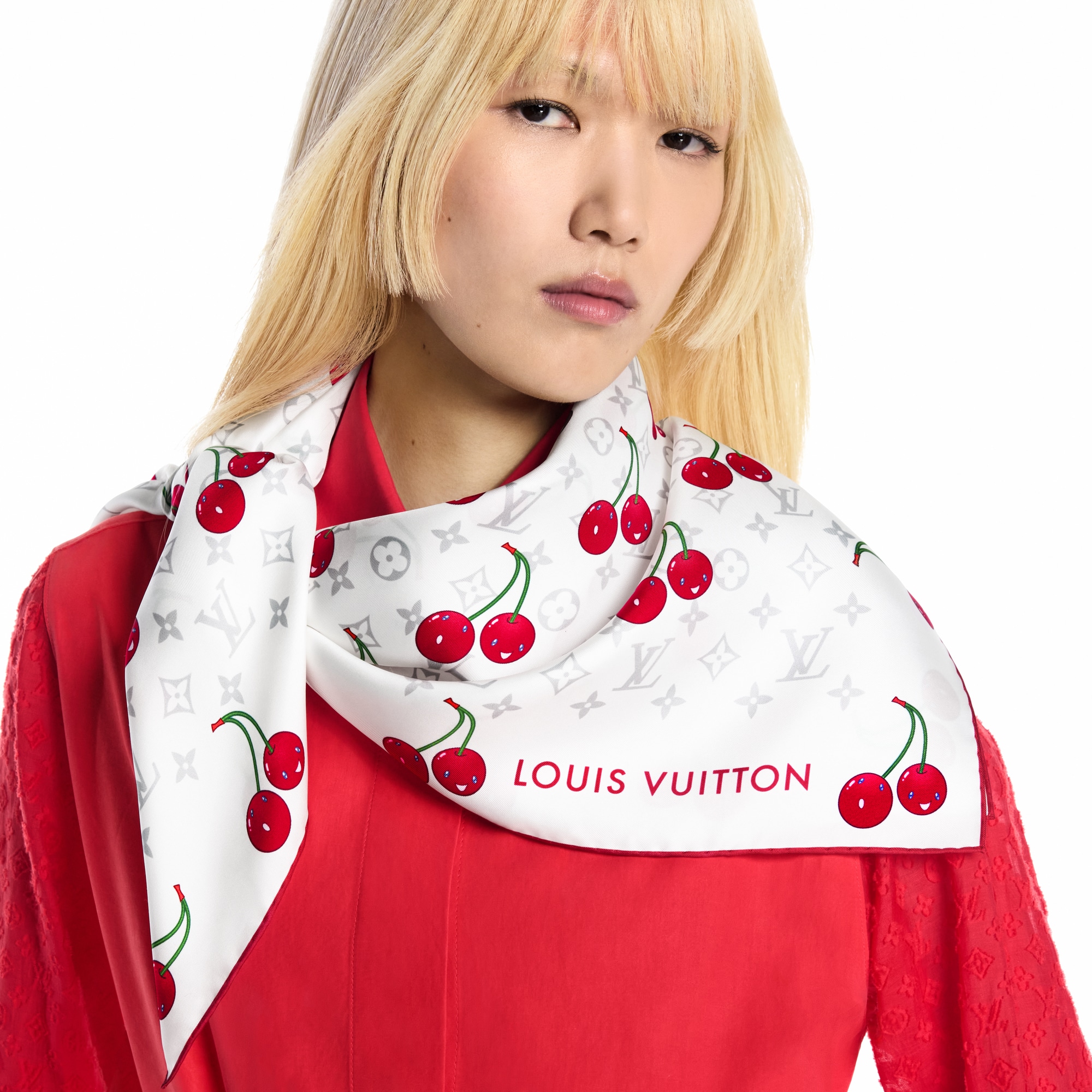 S00 Accesorios Pañuelos de seda y bandanas Pañuelo LV x TM Monogram Cerise 90 | Louis Vuitton ® (Ampliar producto)