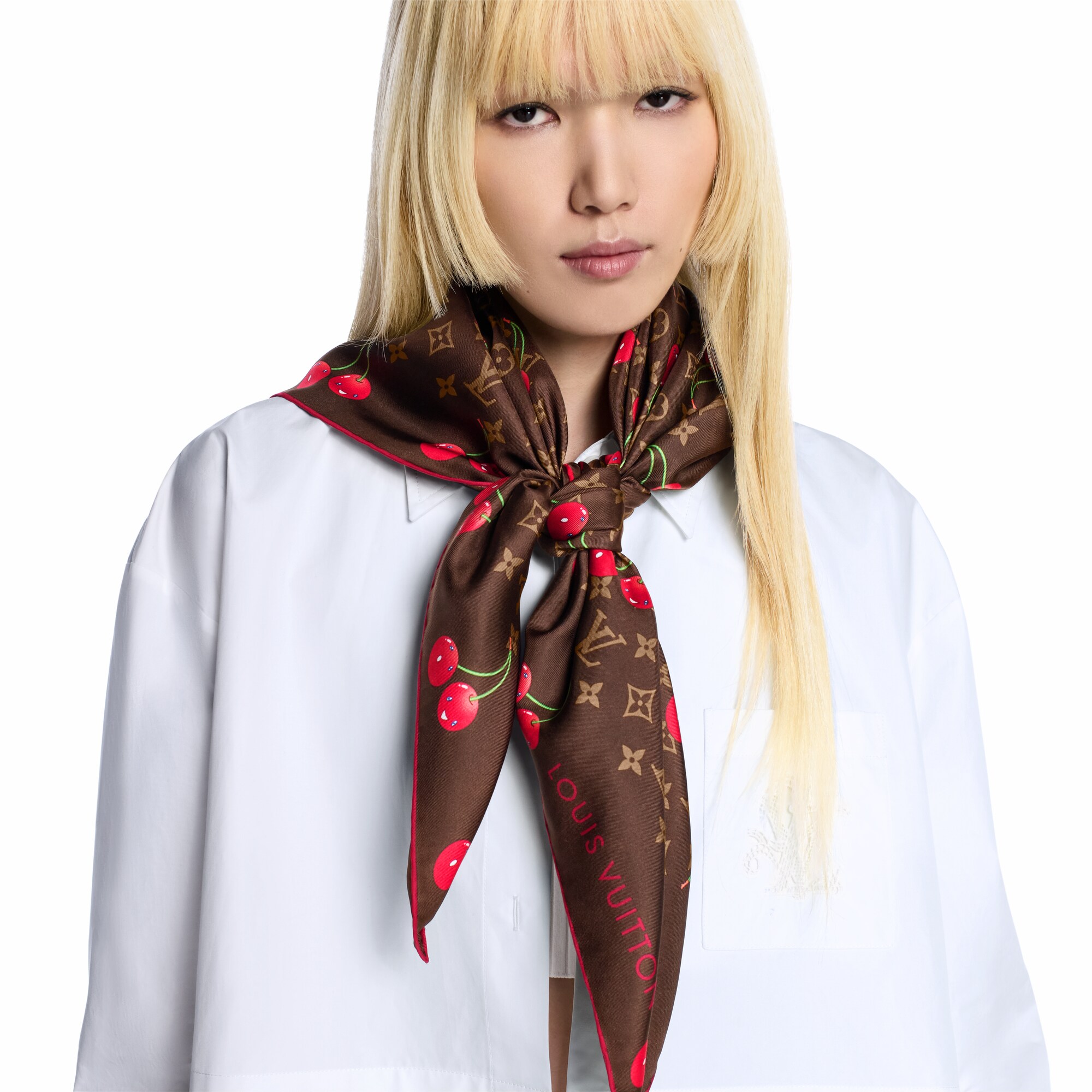 S00 Accesorios Pañuelos de seda y bandanas Pañuelo LV x TM Monogram Cerise 90 | Louis Vuitton ® (Ampliar producto)