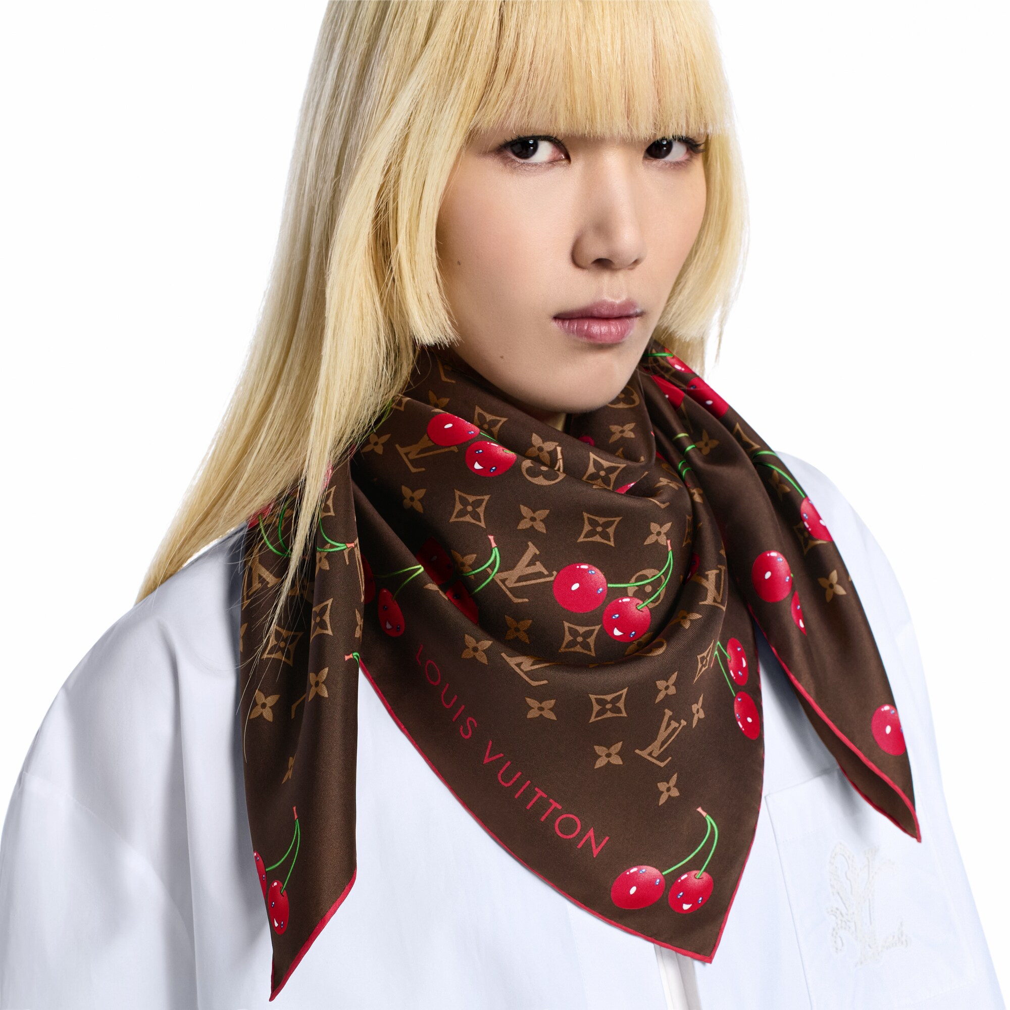 S00 Accesorios Pañuelos de seda y bandanas Pañuelo LV x TM Monogram Cerise 90 | Louis Vuitton ® (Ampliar producto)