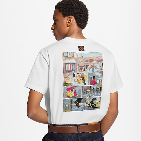 Playera gráfica vista usada recortada