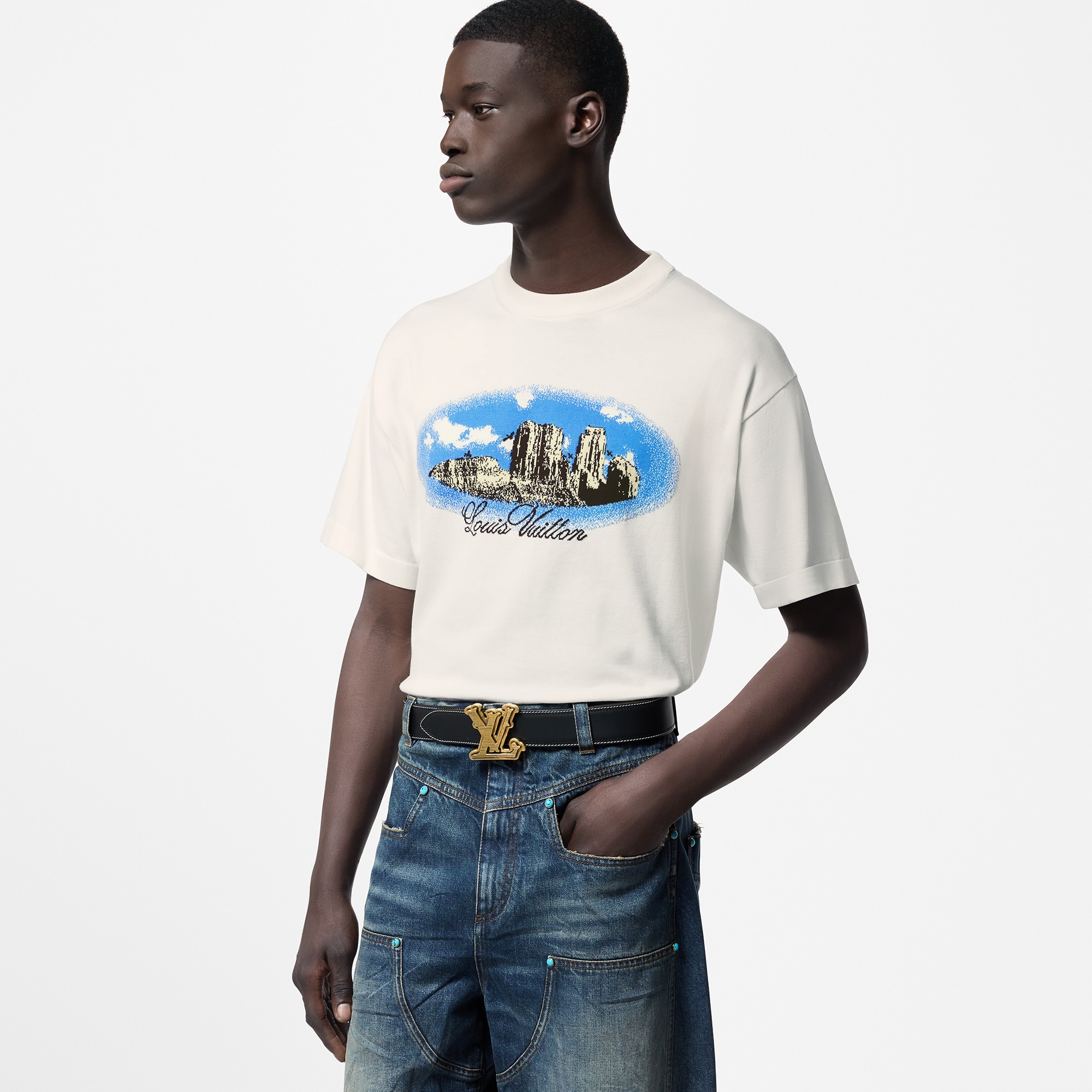  Ready to Wear Prendas tejidas y sudaderas Playera gráfica en algodón de cuello redondo | Louis Vuitton ® (Ampliar producto)
