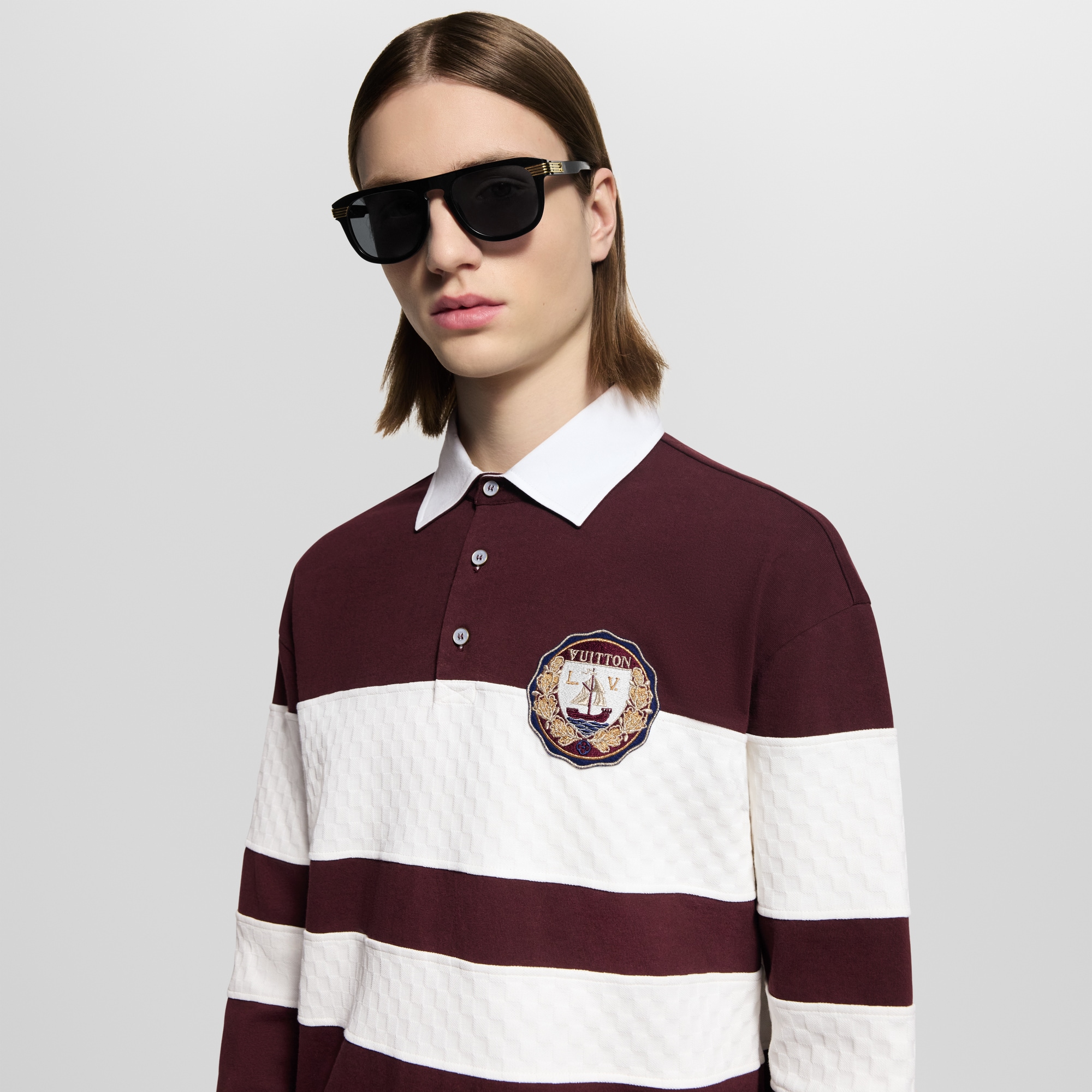  Ready to Wear Camisetas y camisas tipo polo Polo de manga larga con franjas Damier | Louis Vuitton ® (Ampliar producto)
