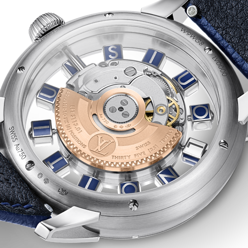 Reloj Tambour Spin Time Air automático de 42.5 mm en oro blanco vista trasera