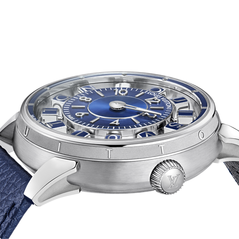 Reloj Tambour Spin Time Air automático de 42.5 mm en oro blanco vista cercana
