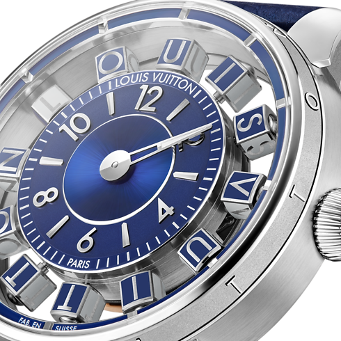 Reloj Tambour Spin Time Air automático de 42.5 mm en oro blanco vista lateral