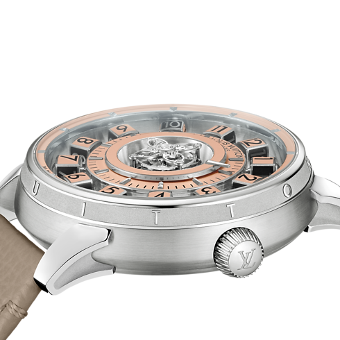 Reloj Tambour Spin Time Air automático de 42.5 mm en platino vista cercana