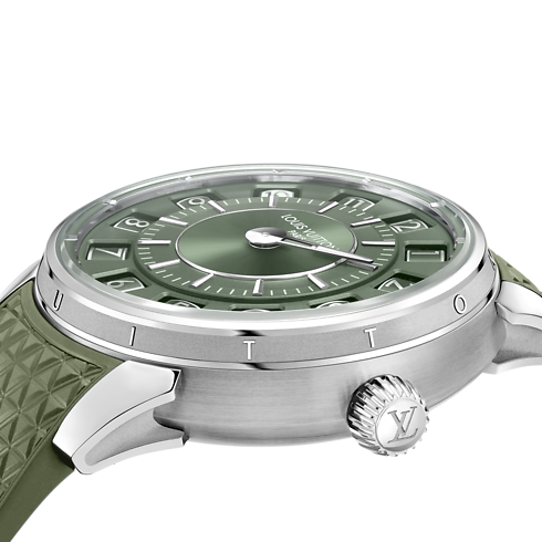 Reloj Tambour Spin Time automático de 39.5 mm en oro blanco vista cercana
