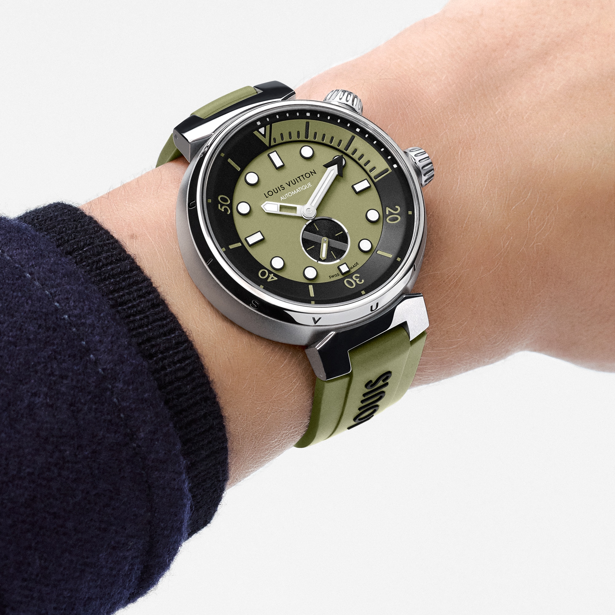  Todos los relojes } Reloj Tambour Street Diver, automático, 44 mm, acero | Louis Vuitton ® (Ampliar producto)