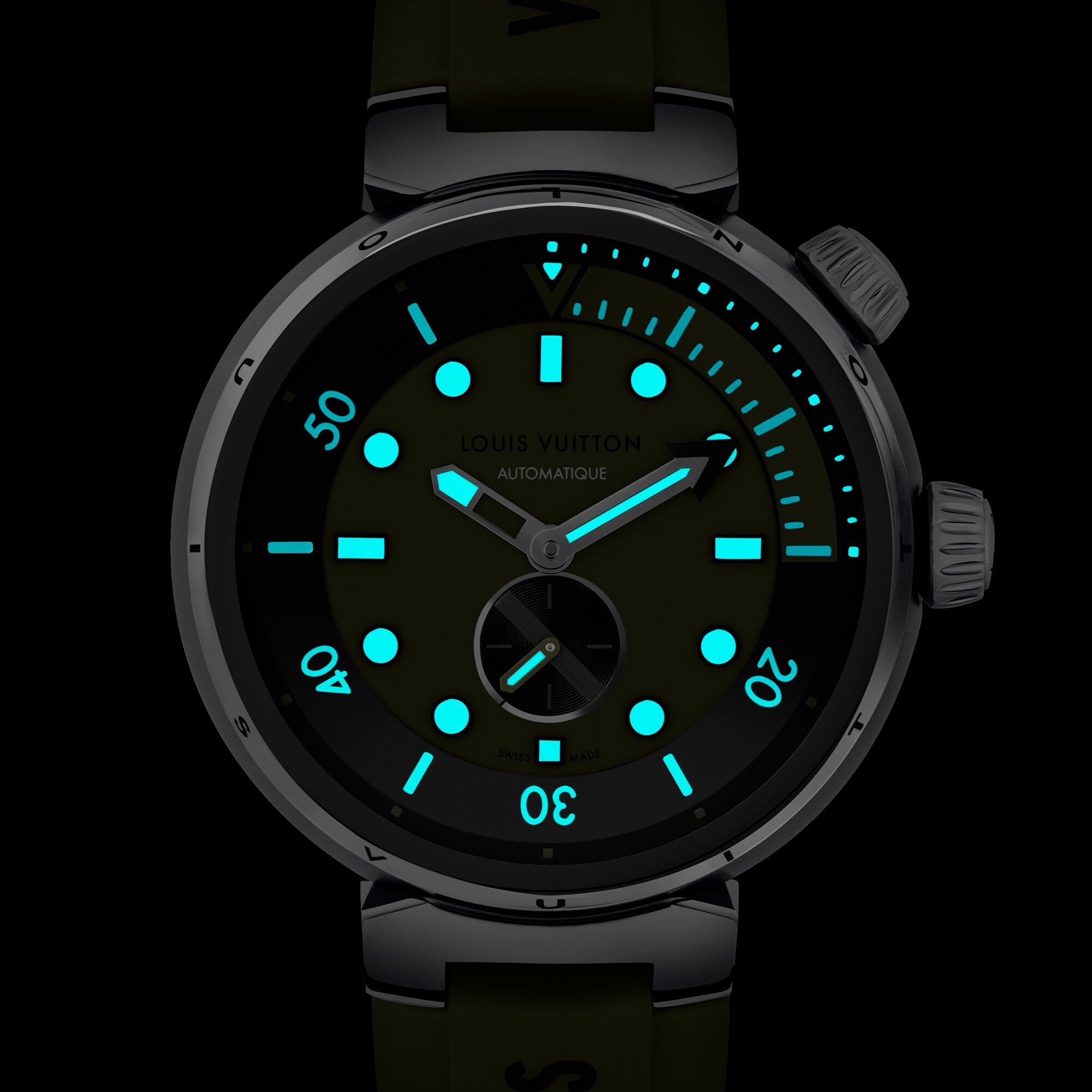  Todos los relojes } Reloj Tambour Street Diver, automático, 44 mm, acero | Louis Vuitton ® (Ampliar producto)
