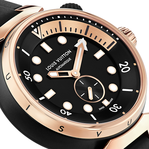 Todos los relojes } Reloj Tambour Street Diver, automático, 44 mm, acero y oro rosa | Louis Vuitton ® (Ampliar producto)
