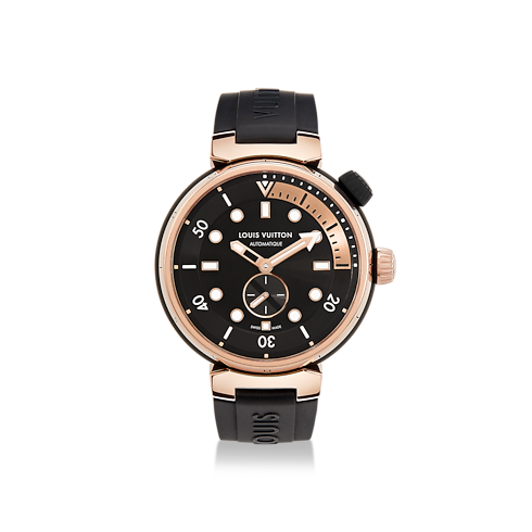 Todos los relojes } Reloj Tambour Street Diver, automático, 44 mm, acero y oro rosa | Louis Vuitton ® (Ampliar producto)