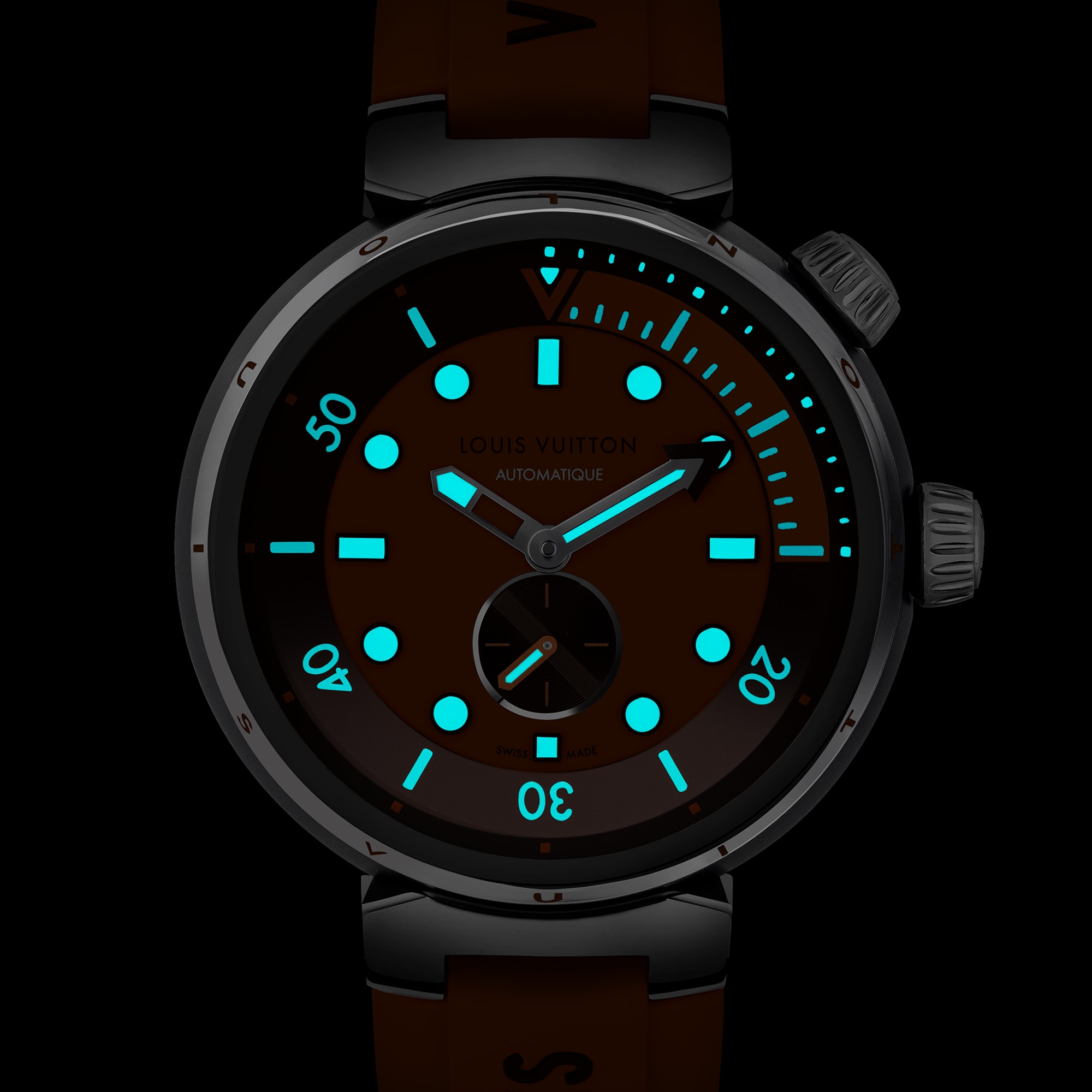  Todos los relojes } Reloj Tambour Street Diver, automático, 44 mm, en acero | Louis Vuitton ® (Ampliar producto)