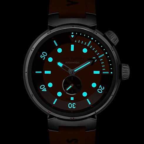 Todos los relojes } Reloj Tambour Street Diver, automático, 44 mm, en acero | Louis Vuitton ® (Ampliar producto)