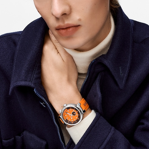 Todos los relojes } Reloj Tambour Street Diver, automático, 44 mm, en acero | Louis Vuitton ® (Ampliar producto)