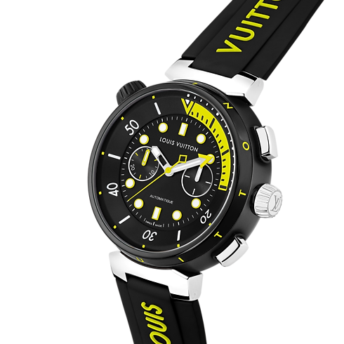 Todos los relojes } Reloj Tambour Street Diver Chronograph, automático, 46 mm, en acero | Louis Vuitton ® (Ampliar producto)