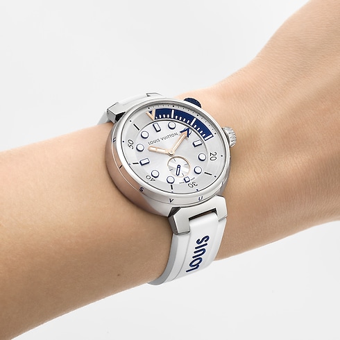 Todos los relojes } Reloj Tambour Street Diver, cuarzo, 39,5 mm, acero | Louis Vuitton ® (Ampliar producto)
