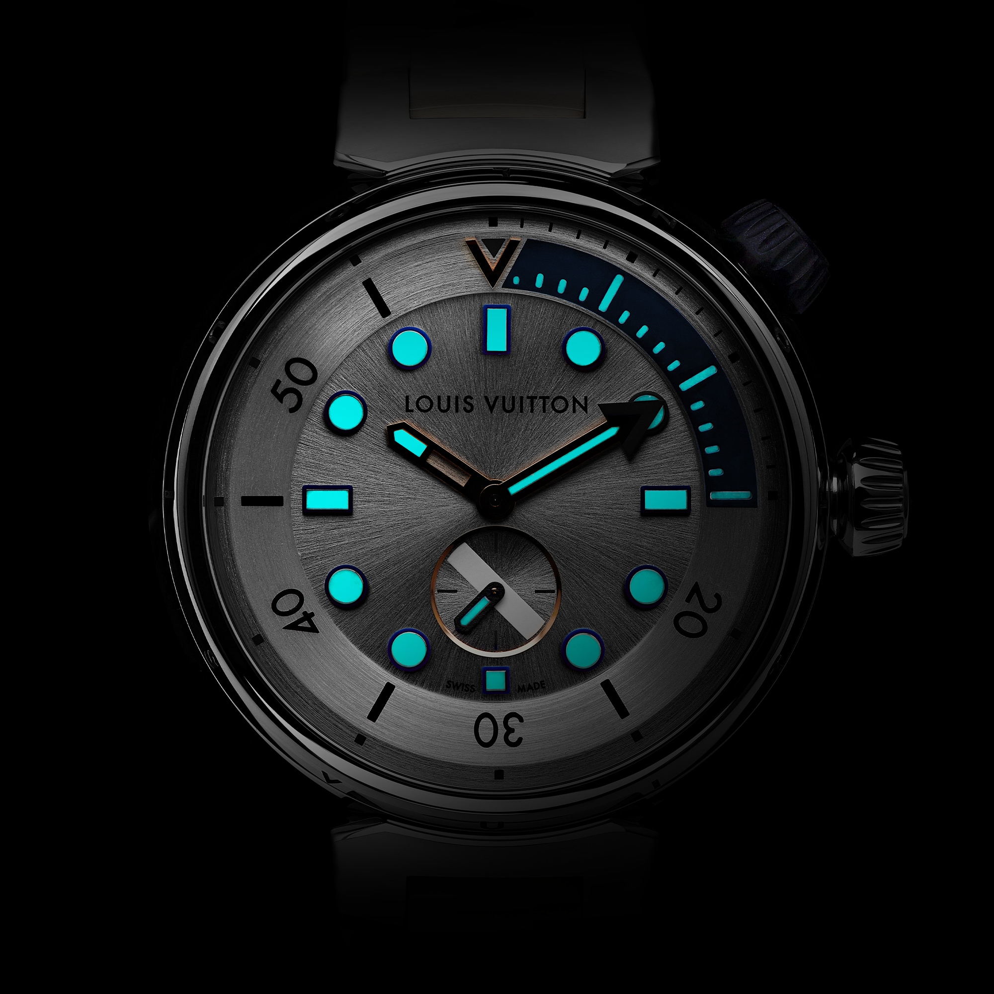  Todos los relojes } Reloj Tambour Street Diver, cuarzo, 39,5 mm, acero | Louis Vuitton ® (Ampliar producto)