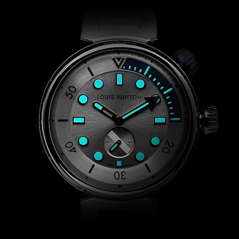 Todos los relojes } Reloj Tambour Street Diver, cuarzo, 39,5 mm, acero | Louis Vuitton ® (Ampliar producto)