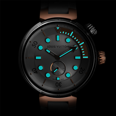 Todos los relojes } Reloj Tambour Street Diver, cuarzo, 39,5 mm, acero y oro rosa | Louis Vuitton ® (Ampliar producto)